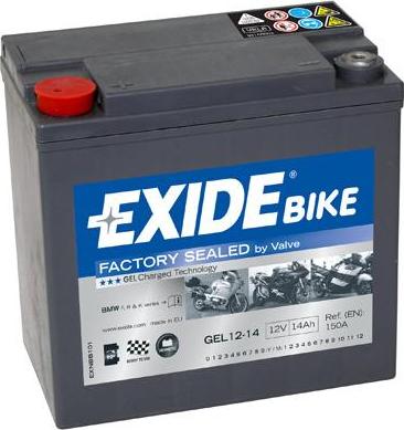 Exide GEL12-14  - Стартерная аккумуляторная батарея, АКБ autospares.lv