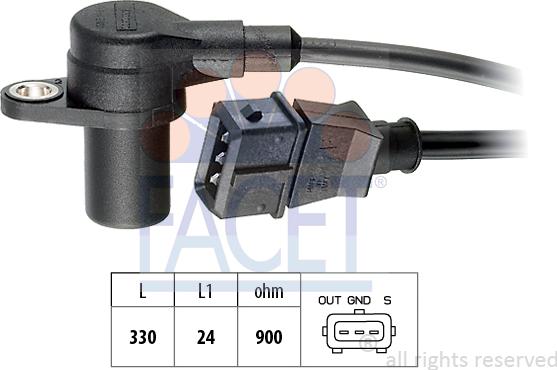 FACET 9.0090 - Датчик импульсов, коленвал autospares.lv