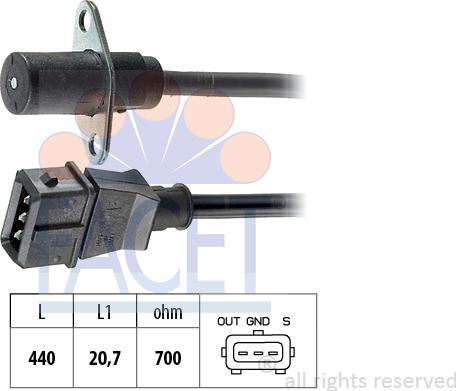 FACET 9.0022 - Датчик импульсов, коленвал autospares.lv