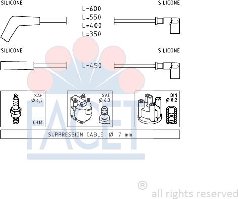 FACET 4.9914 - Комплект проводов зажигания autospares.lv