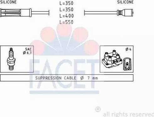 FACET 4.9443 - Комплект проводов зажигания autospares.lv