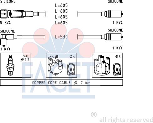 FACET 4.9549 - Комплект проводов зажигания autospares.lv