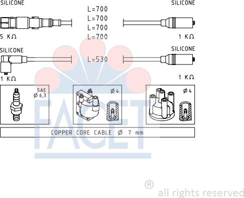 FACET 4.9551 - Комплект проводов зажигания autospares.lv