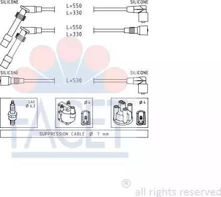 FACET 4.9532 - Комплект проводов зажигания autospares.lv