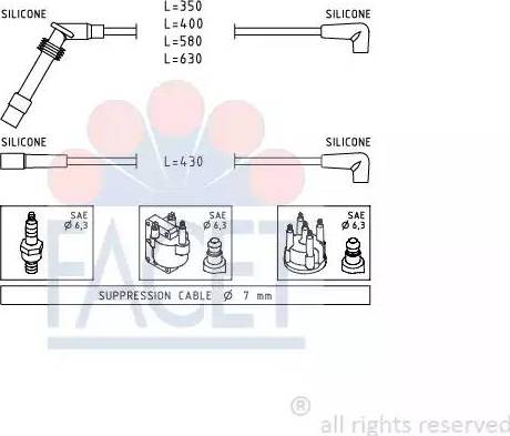 FACET 4.9528 - Комплект проводов зажигания autospares.lv