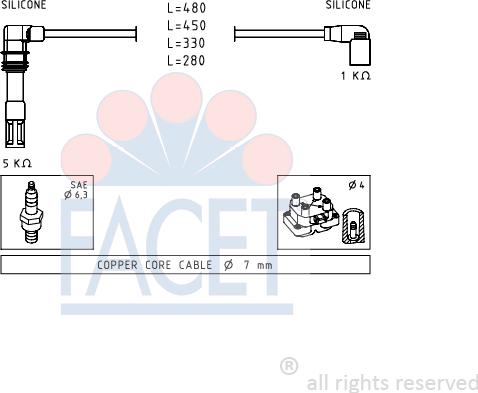 FACET 4.9575 - Комплект проводов зажигания autospares.lv