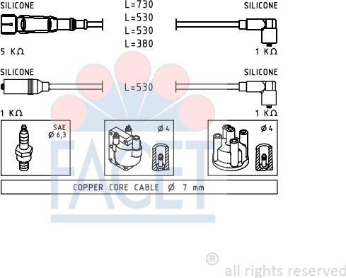 FACET 4.9609 - Комплект проводов зажигания autospares.lv