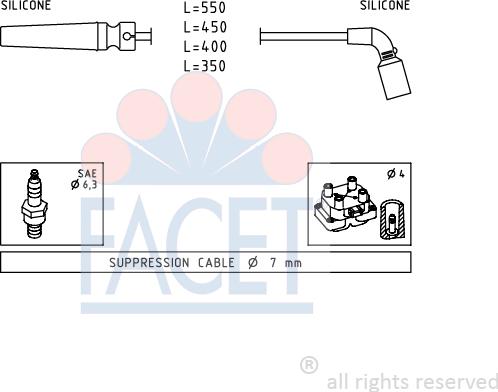 FACET 4.9680 - Комплект проводов зажигания autospares.lv