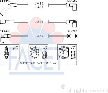FACET 4.9634 - Комплект проводов зажигания autospares.lv