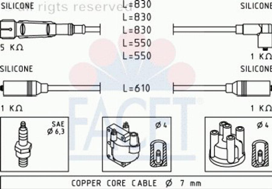 FACET 49672 - Комплект проводов зажигания autospares.lv