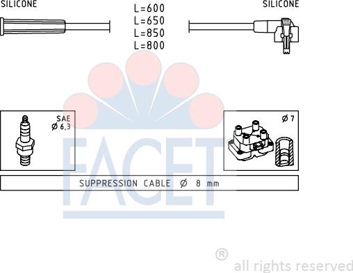 FACET 4.9007 - Комплект проводов зажигания autospares.lv