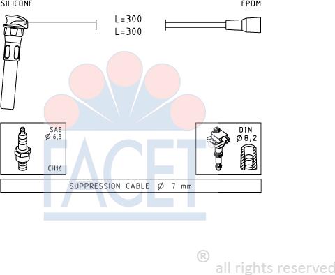 FACET 4.9889 - Комплект проводов зажигания autospares.lv