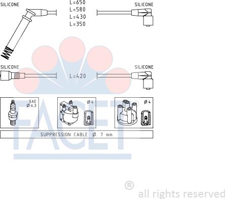 FACET 4.9237 - Комплект проводов зажигания autospares.lv