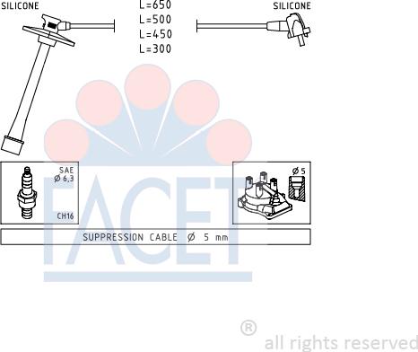 FACET 4.9793 - Комплект проводов зажигания autospares.lv