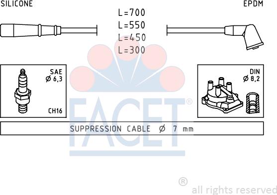 FACET 4.9789 - Комплект проводов зажигания autospares.lv