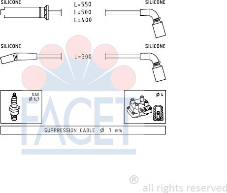 FACET 4.9731 - Комплект проводов зажигания autospares.lv