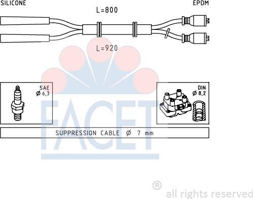 FACET 4.8432 - Комплект проводов зажигания autospares.lv