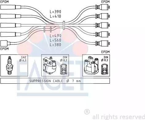 FACET 4.8429 - Комплект проводов зажигания autospares.lv