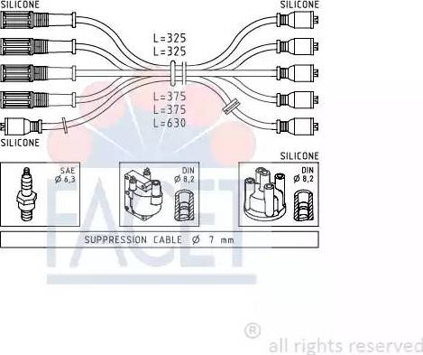 FACET 4.8421 - Комплект проводов зажигания autospares.lv