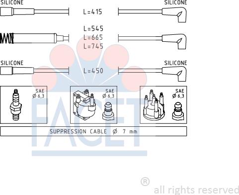 FACET 4.8514 - Комплект проводов зажигания autospares.lv