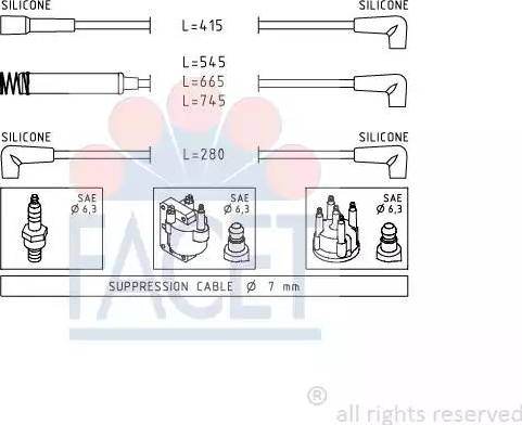 FACET 4.8513 - Комплект проводов зажигания autospares.lv