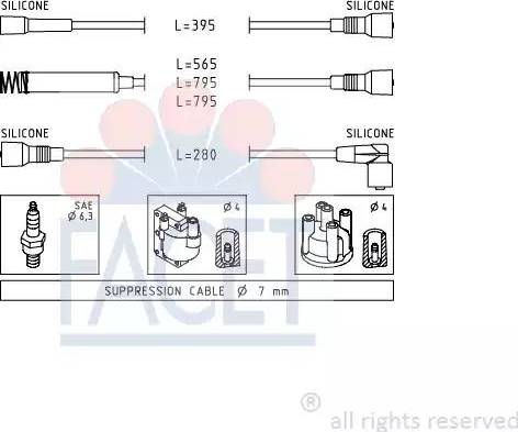 FACET 4.8528 - Комплект проводов зажигания autospares.lv
