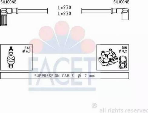 FACET 4.8614 - Комплект проводов зажигания autospares.lv