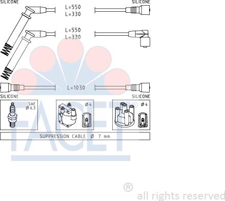 FACET 4.8689 - Комплект проводов зажигания autospares.lv