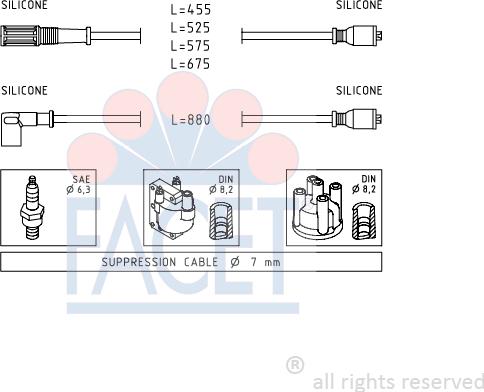 FACET 4.8398 - Комплект проводов зажигания autospares.lv