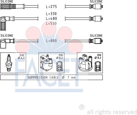 FACET 4.8354 - Комплект проводов зажигания autospares.lv