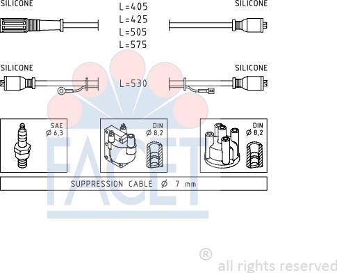 FACET 4.8386 - Комплект проводов зажигания autospares.lv