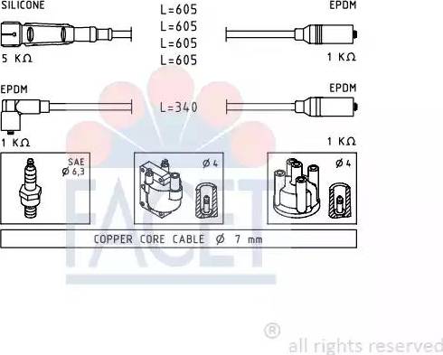 FACET 4.8768 - Комплект проводов зажигания autospares.lv