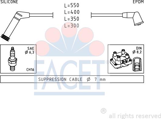 FACET 4.7119 - Комплект проводов зажигания autospares.lv