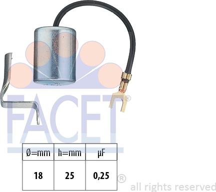FACET 0.0617 - Конденсатор, система зажигания autospares.lv