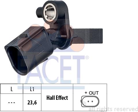 FACET 21.0222 - Датчик ABS, частота вращения колеса autospares.lv