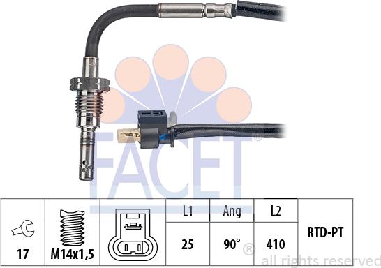 FACET 22.0133 - Датчик, температура выхлопных газов autospares.lv