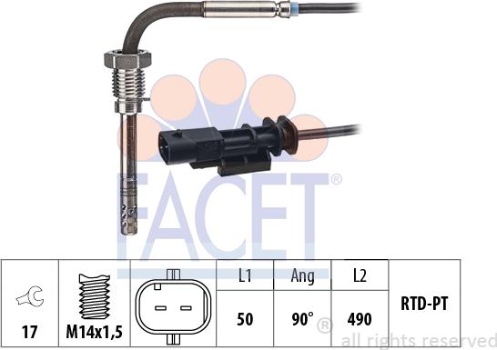 FACET 22.0355 - Датчик, температура выхлопных газов autospares.lv