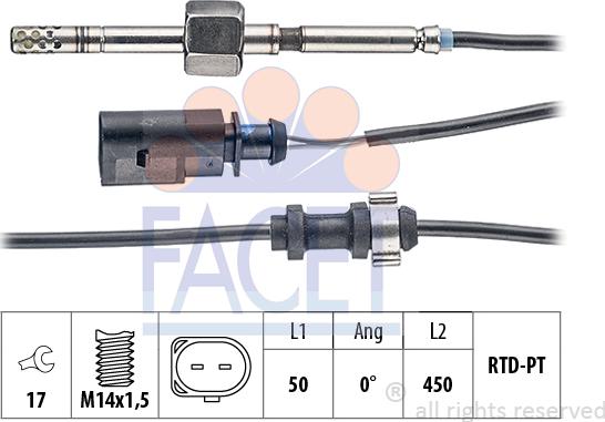 FACET 22.0245 - Датчик, температура выхлопных газов autospares.lv