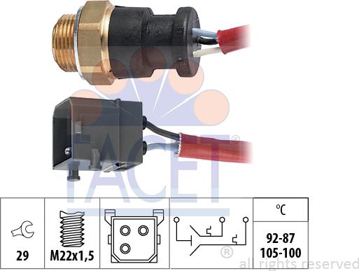 FACET 7.5627 - Термовыключатель, вентилятор радиатора / кондиционера autospares.lv