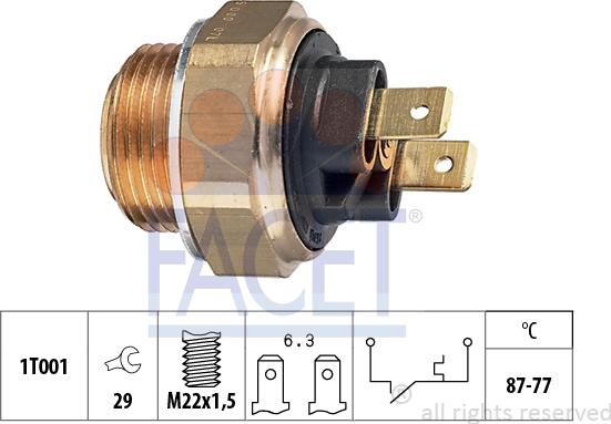 FACET 7.5007 - Термовыключатель, вентилятор радиатора / кондиционера autospares.lv