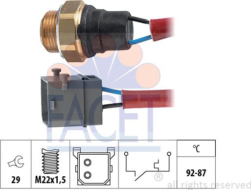 FACET 7.5144 - Термовыключатель, вентилятор радиатора / кондиционера autospares.lv