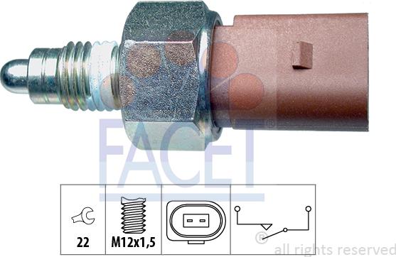 FACET 7.6266 - Датчик, переключатель, фара заднего хода autospares.lv