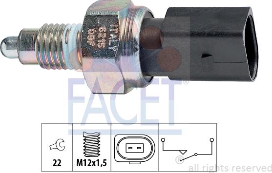 FACET 7.6215 - Датчик, переключатель, фара заднего хода autospares.lv