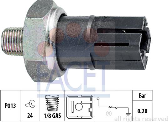 FACET 7.0042 - Датчик, давление масла autospares.lv