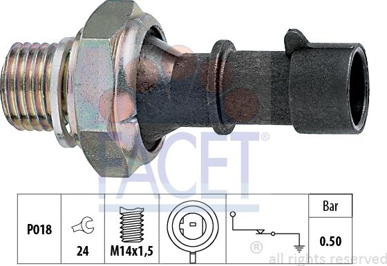 FACET 7.0069 - Датчик, давление масла autospares.lv