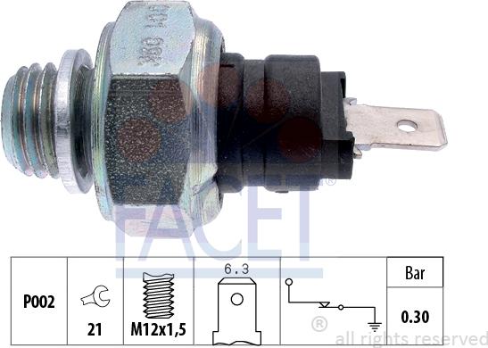 FACET 7.0001 - Датчик, давление масла autospares.lv