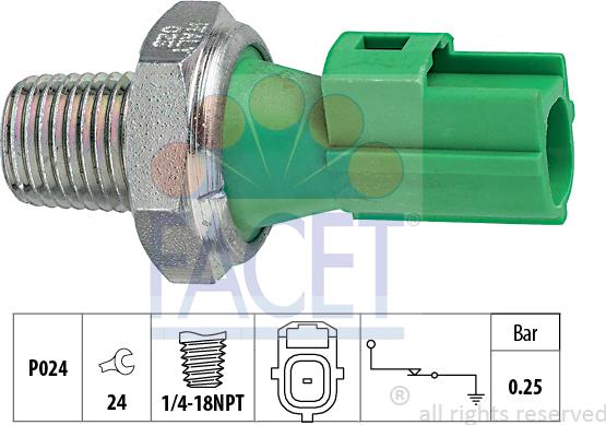 FACET 7.0146 - Датчик, давление масла autospares.lv