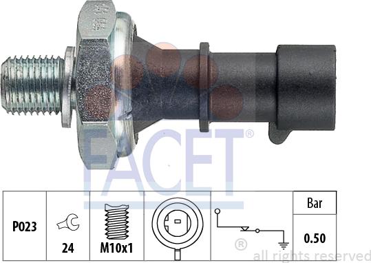 FACET 7.0141 - Датчик, давление масла autospares.lv