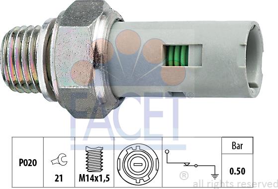 FACET 7.0151 - Датчик, давление масла autospares.lv