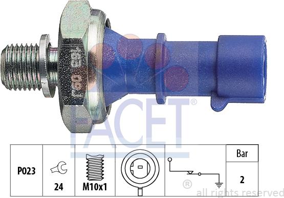 FACET 7.0163 - Датчик, давление масла autospares.lv